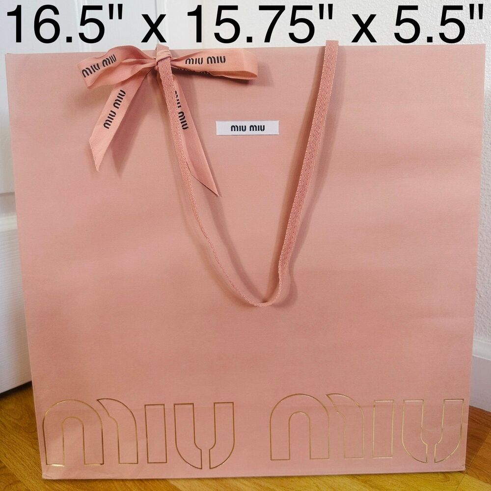 Miu Miu Paper Shopping Bag - pink large, 16.5" x 15.75" x 5.5"